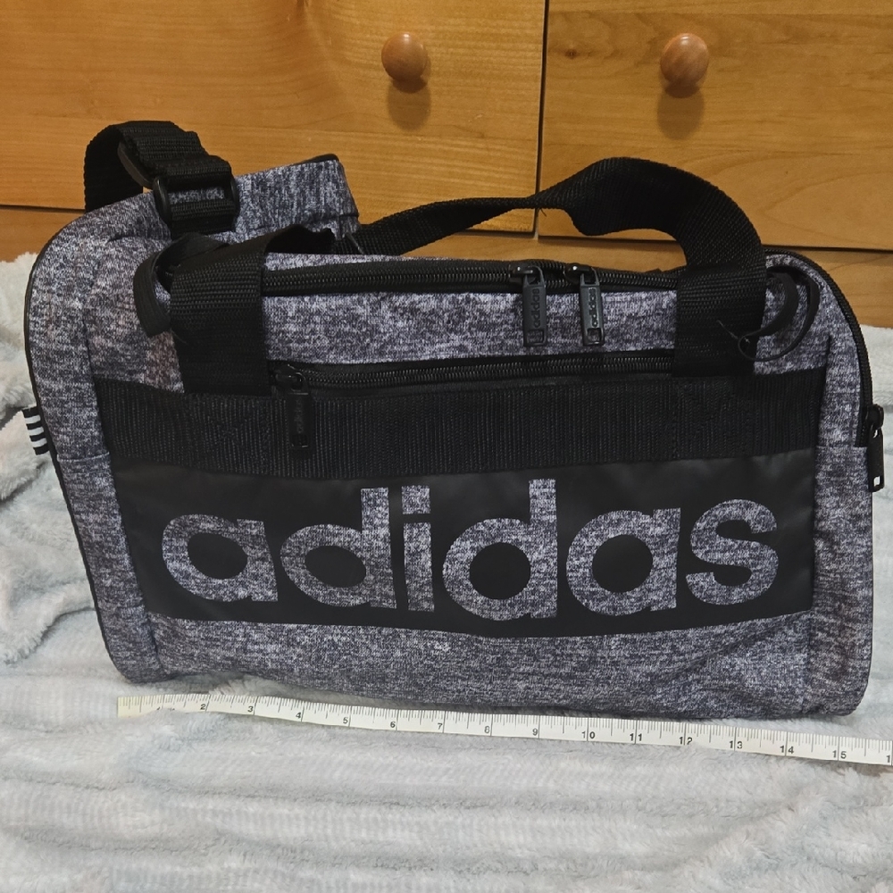 Adidas Gray and Black Duffel Bag with Sporty Design